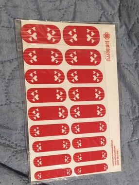 Jamberry Red Nail Wraps with White Heart Accents